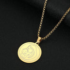 Viking Calendar Rune Medallion Pendant Necklace — Stainless Steel