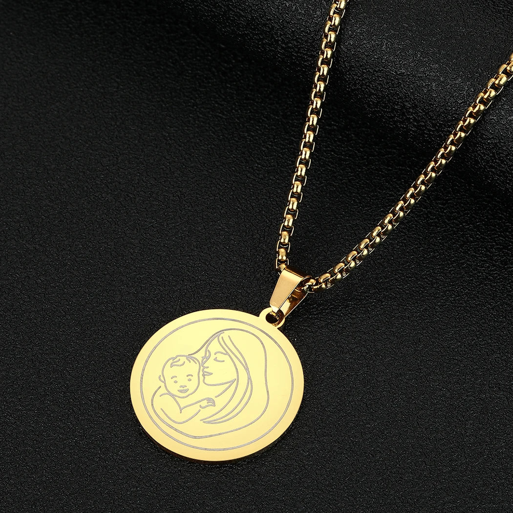 Viking Calendar Rune Medallion Pendant Necklace — Stainless Steel