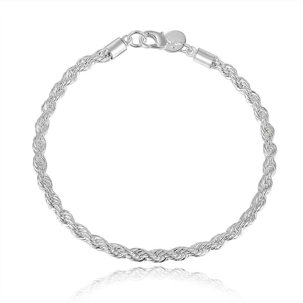 New 8 Inches 925 sterling silver Punk Figaro Chain Bracelet for Men Women Hip Hop Bracelet Party Fashion Jewelry Gifts wholesale