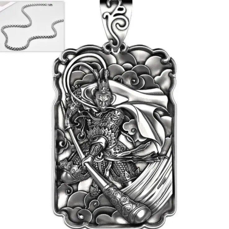 Monkey King Buddha Pendant Necklace for Men — Black-Tone