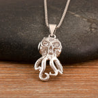 Nidin Trendy Cool Style Octopus Shape Charm Pendant Necklace For Female Male Copper Inlaid Zircon Jewelry Daily Party
