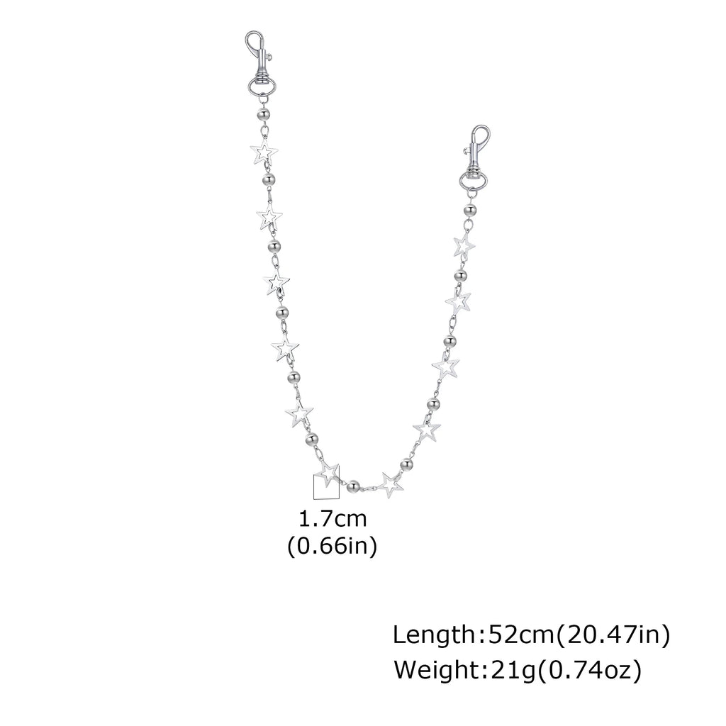 Black Pentagram Pants Chain — Stainless Steel