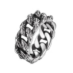 Fashion Unique Twist Chain Rings for Men Stainless Steel Geometric Pattern Chunky Ring Non-fading Vintage Finger Jewelry Gift