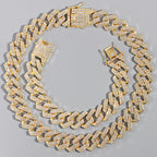 13/14/20MM HipHop Iced Out Chain Cuban Link Chain Necklace For Men Gold Silver Color Rhinestone Pave Men's Birthday Jewelry Gift