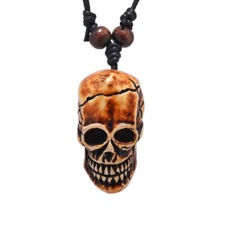 FX020 Ox bone carving necklace skull pendant Punk Choker Retro Jewelry Tribal style Imitation Yak Bone necklace Amulet