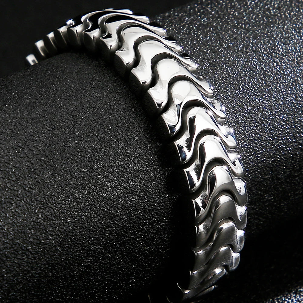 High Polished Shiny Stainless Steel Chain Bracelet for Man Luxury Birthday Jewelry Gifts for Him Dad Logo/Name Engraved