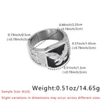 Black Enamel Eagle Signet Ring Closed Band — Stainless Steel