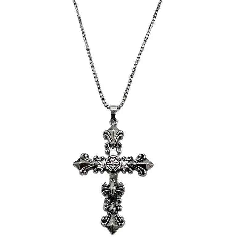 Fashion Stainless Steel Jewelry Set for Men Women Unisex Vintage Silver Color Cross Pendant Necklace Punk Gothic pendant