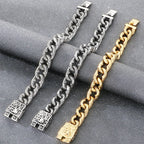 Punk Skeleton Jewelry Vintage Cuban Link Chain Bracelet for Man With Skull Head Clasp 316L Stainless Steel Bracelets