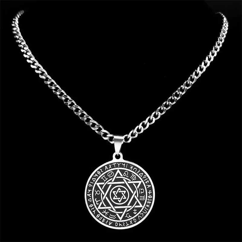 Star of David Silver Pendant Necklace — Stainless Steel