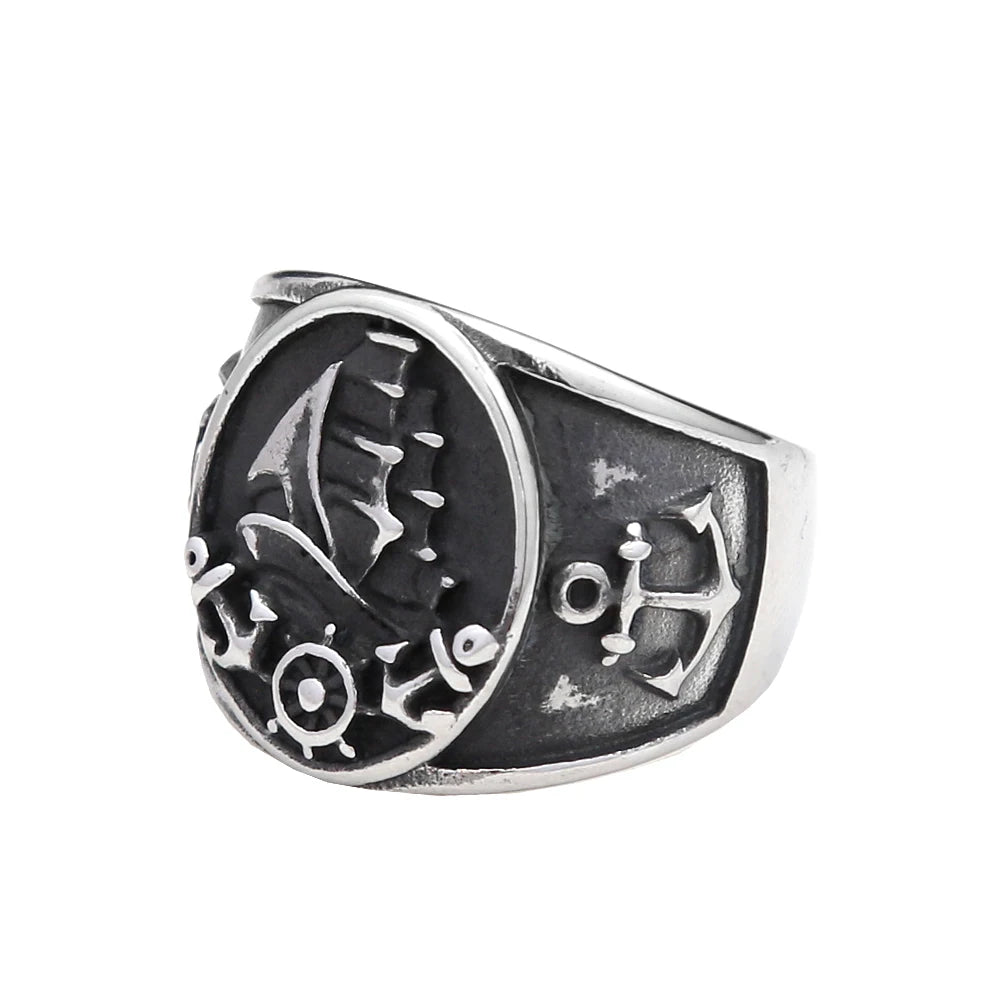 Fashion Punk Vintage Skull Ring Stainless Steel Gothic Biker Ring For Men Women Unique Viking Amulet Jewelry Gift
