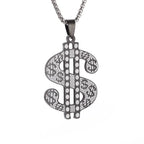 Men\'s Hip Hop Iced Out Dollar Sign Money Pendant Necklace Men\'s Punk Rap Rock Party Jewelry