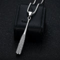 Iced Out Baseball Bat Pendant Necklace — Two-Tone Steel