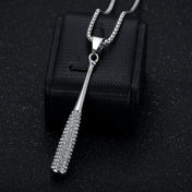 Hip Hop Baseball Stick Iced Out Bling CZ Pendant Gold Silver Color Stainless Steel Sports Necklace for Women Men Jewelry Gift