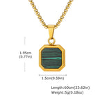 Fashion High Quality Natural Stone Square Pendant Stainless Steel Long Chain Necklace Trendy Simple Popular Jewelry for Men Gift