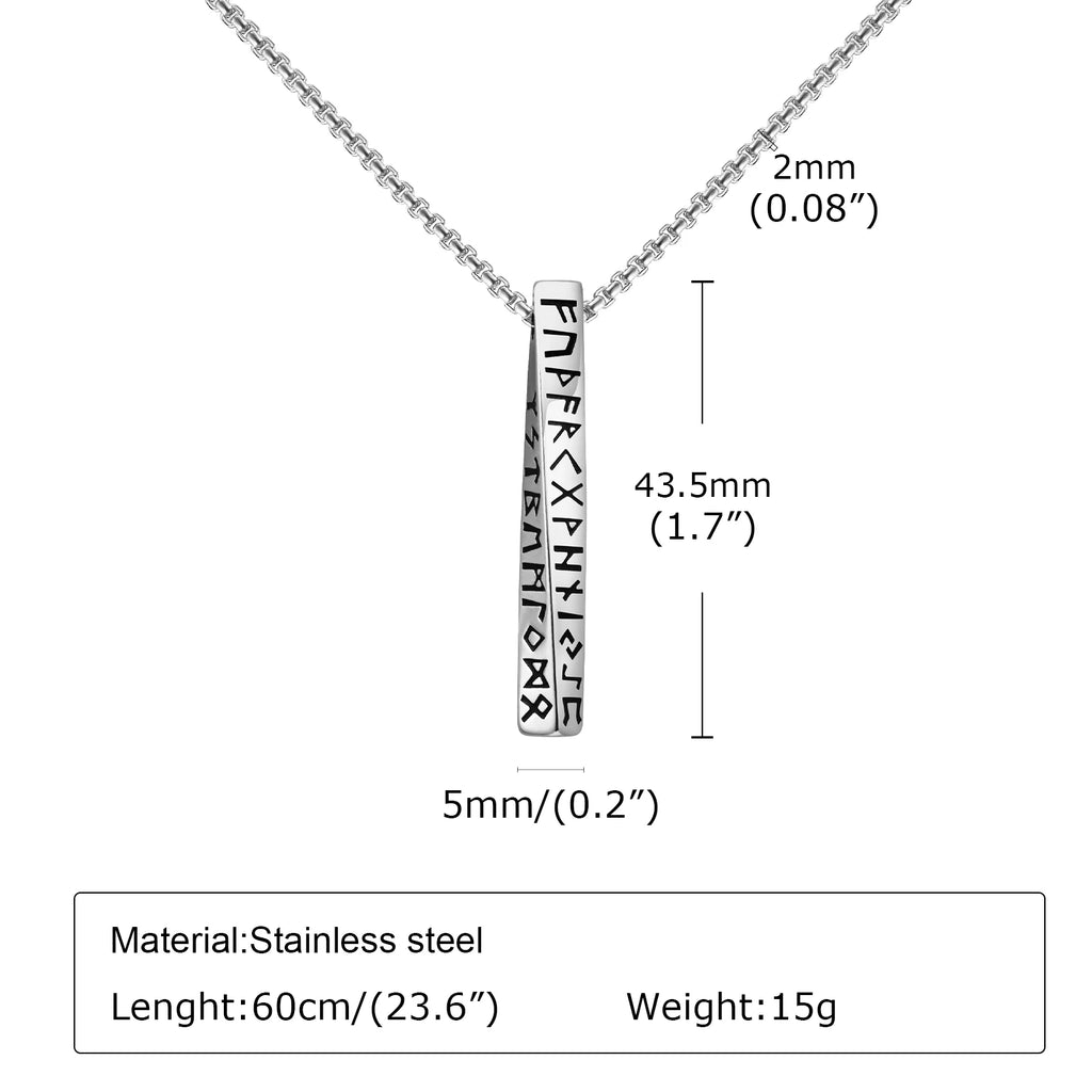 Viking Rune 3D Mobius Bar Pendant — Stainless Steel