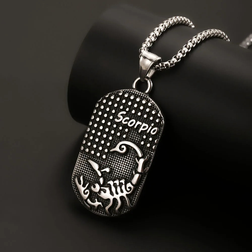 1PC Stainless Steel Scorpio Gemini 12 Zodiac Sign Necklace for Men  Leo Cancer Constellation Pendant Necklace Man Birthday Gift