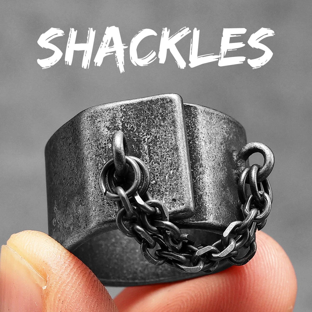 Gothic Shackles Ring — Stainless Steel