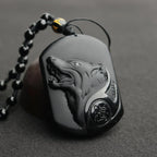 Obsidian Wolf Black Pendant Necklace