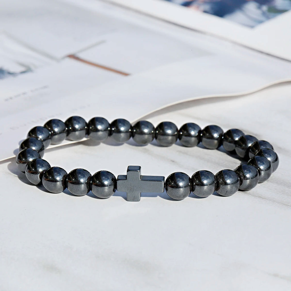 New Arrow Hematite Elastic Bracelet Men Jewelry Armband Heren Fashion Beaded Yoga Bracelet Women Bileklik