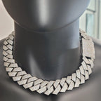 Fashion 24MM Diamond-Shaped Cuban Chain Durable Laser Engraving On The Back Icy Hip Hop Necklace Rap Bracelet Gift For