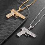 Iced Out Gun Pendant Necklace