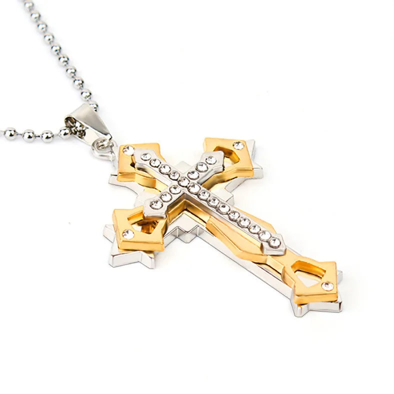 Iced Out Cross Black Pendant Zircon Punk