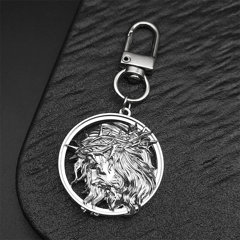 Jesus Crown of thorns Men's Necklace Stainless Steel Gold Color Chain Crucifix Medal Male Neckalces Religious Jewelry