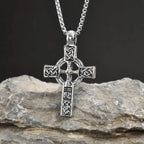 Nordic Celtic Knot Cross Necklace, Viking Metal Pendant for Men, Retro Punk Jewelry, Symbolic Gift for Boys