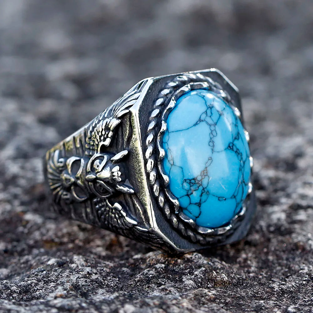 2023 New 316L Stainless Steel Viking Warrior Raven Head Amulet Celtic Knot Ring for Man Gift Dropshipping Free Shipping