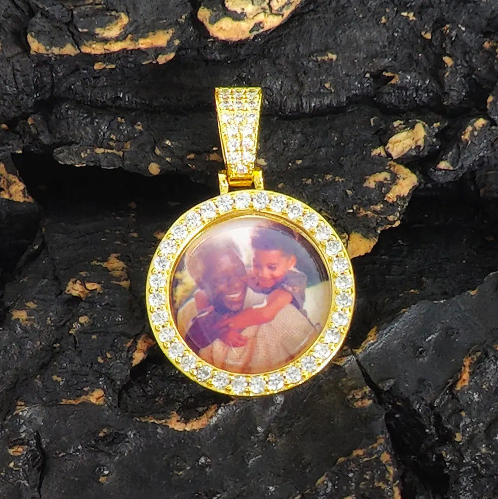 Iced Out Photo Pendant Necklace 26MM