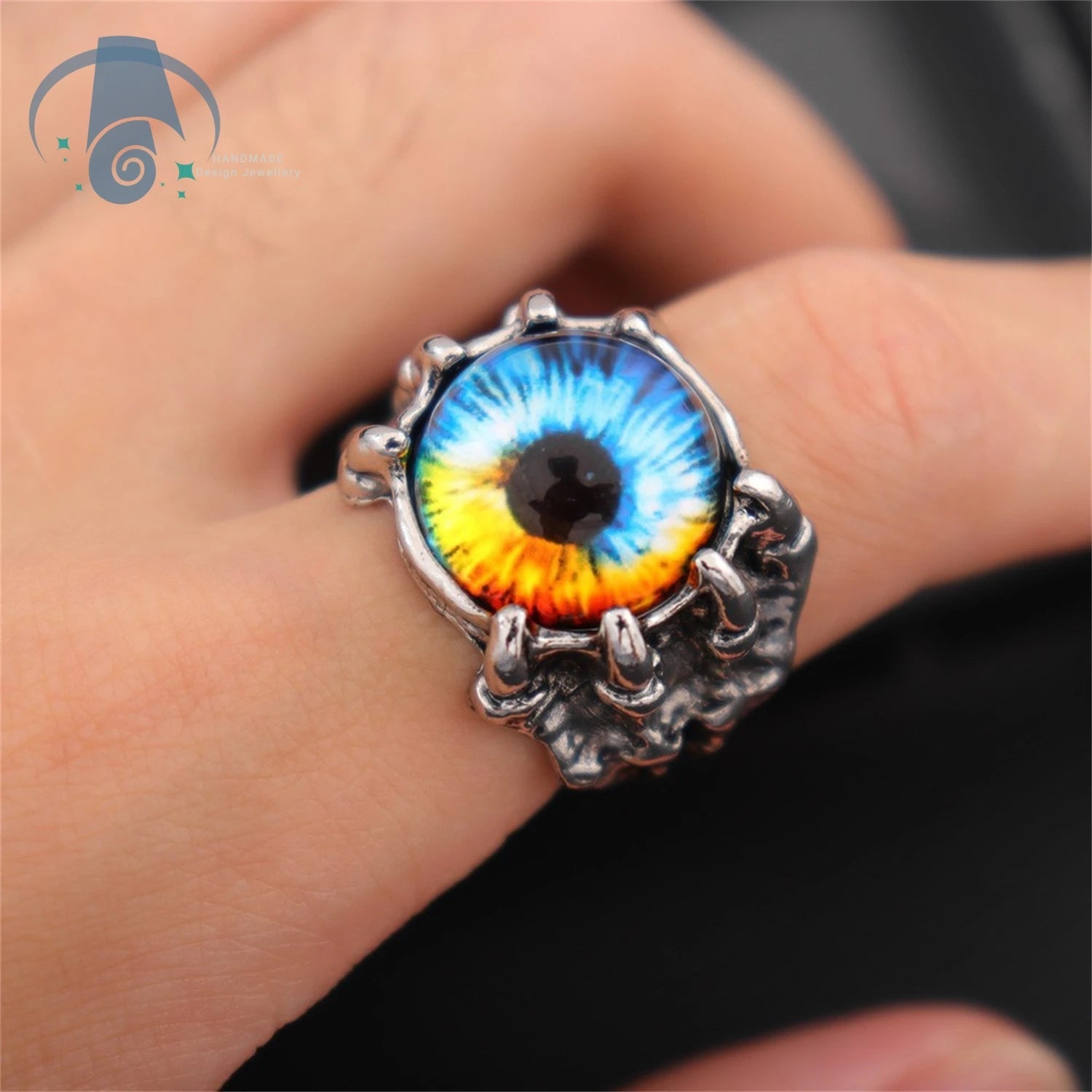 Dragon Claw Ring Eagle Talon Adjustable Opening Ring Punk Gothic Eye Jewelry For Men Women Unisex Vintage Style Hand