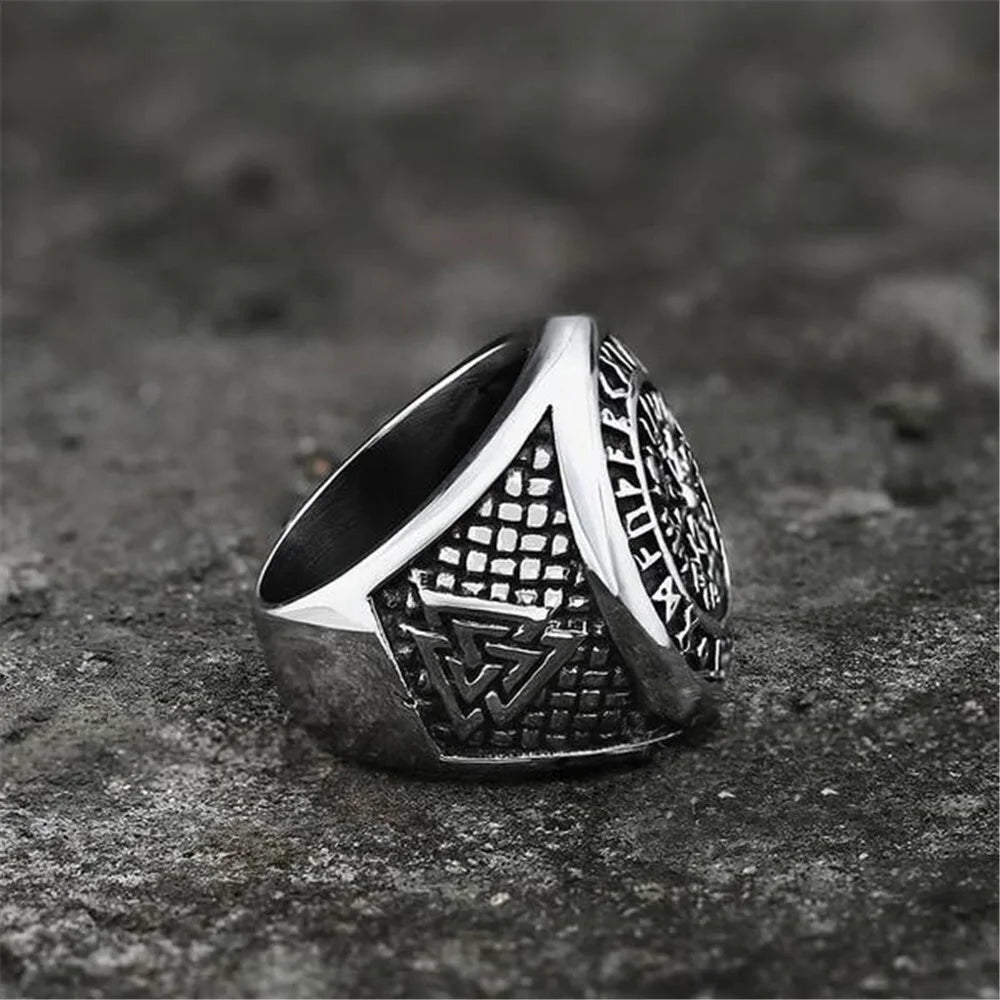 Nordic Viking Letter Fashion Retro Ring Men's Punk Ring Hip Hop Rock Party Motorcycle Accessories Jewelry Accessories