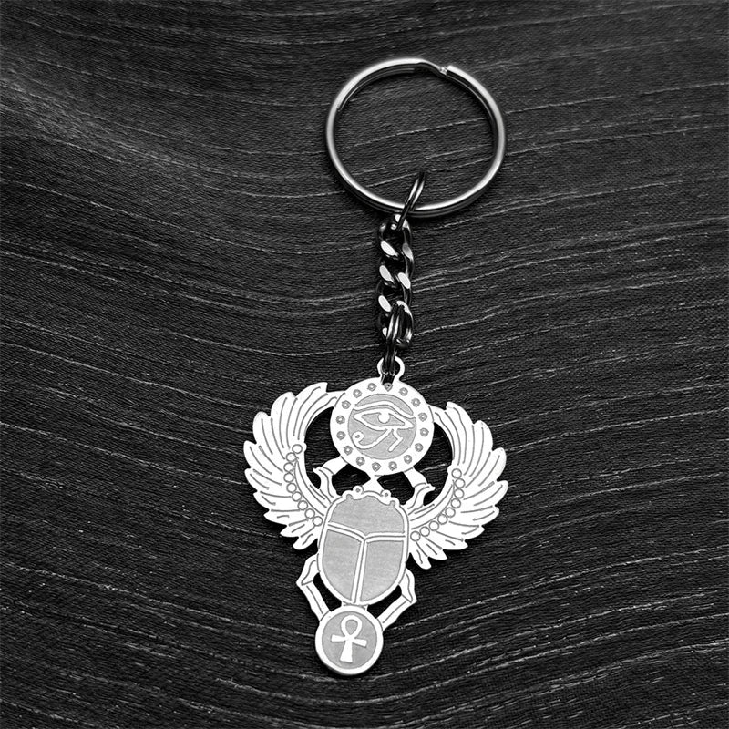 Egyptian Scarab Eye of Ra Horus Symbol Necklaces Stainless Steel Gold Color Ankh Key Of Life Necklace Jewelry collares