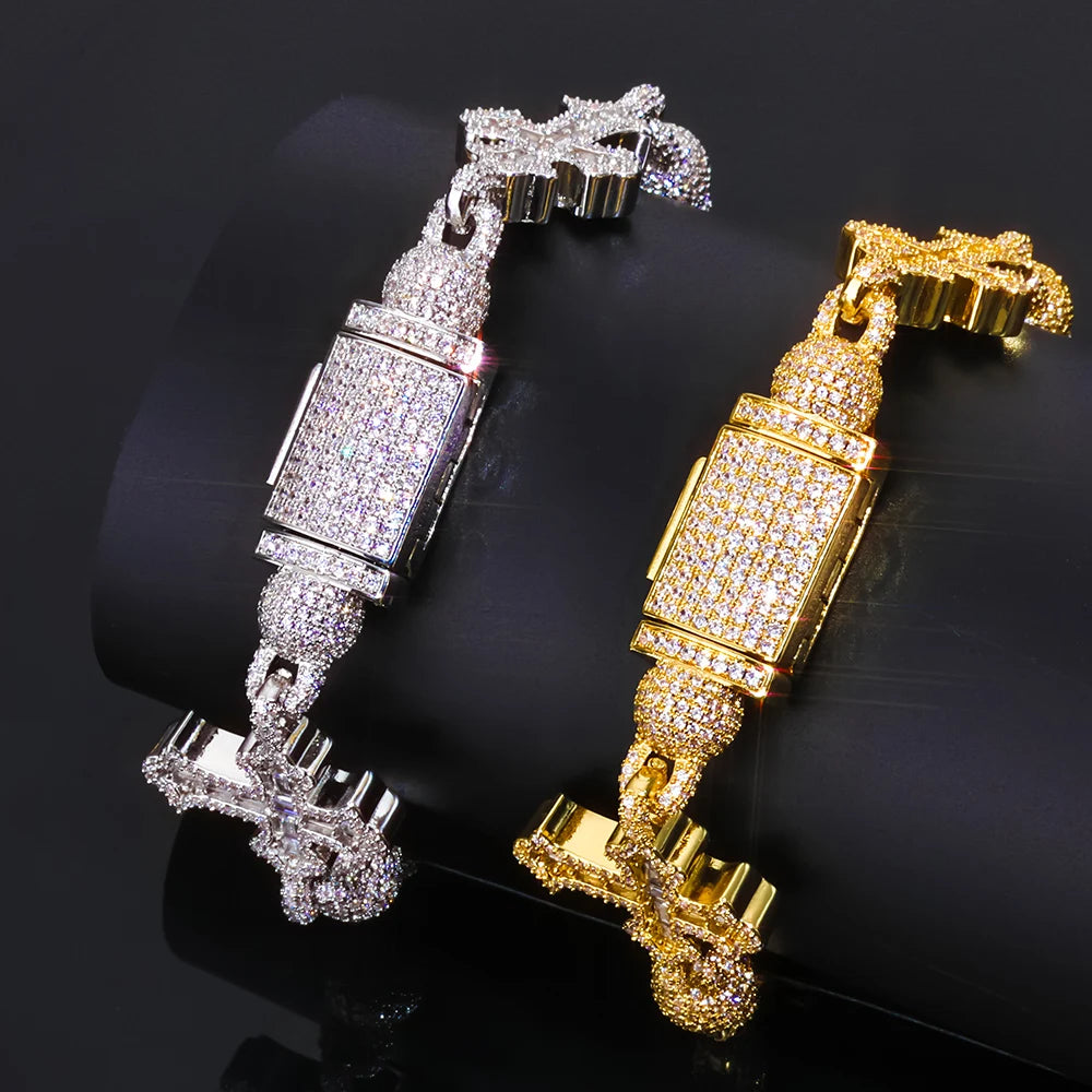 Iced Out Cross Pendant Cuban Chain Necklace 18MM