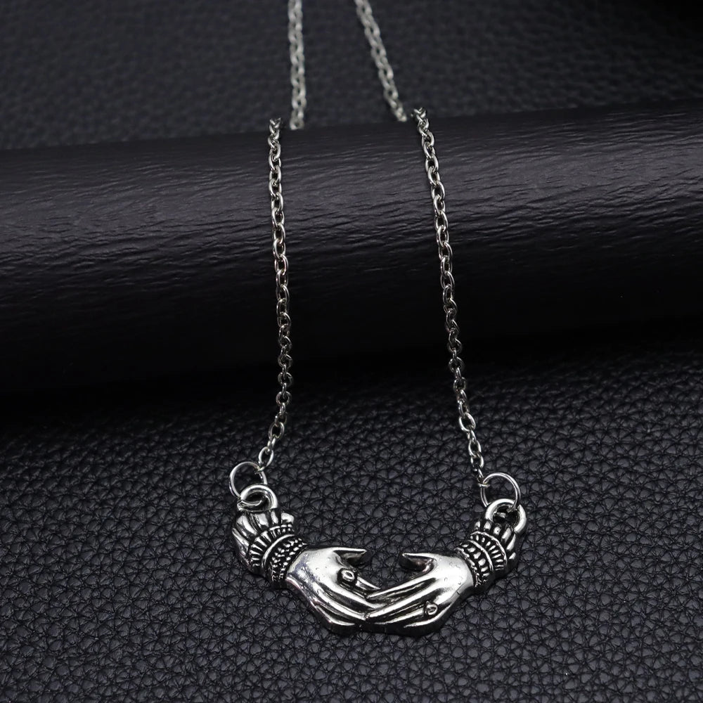 Victorian Mourning Hands Pendant Necklace, Gothic Mourning Jewelry, Y2k Women Fashion Charm Statement Women Gift