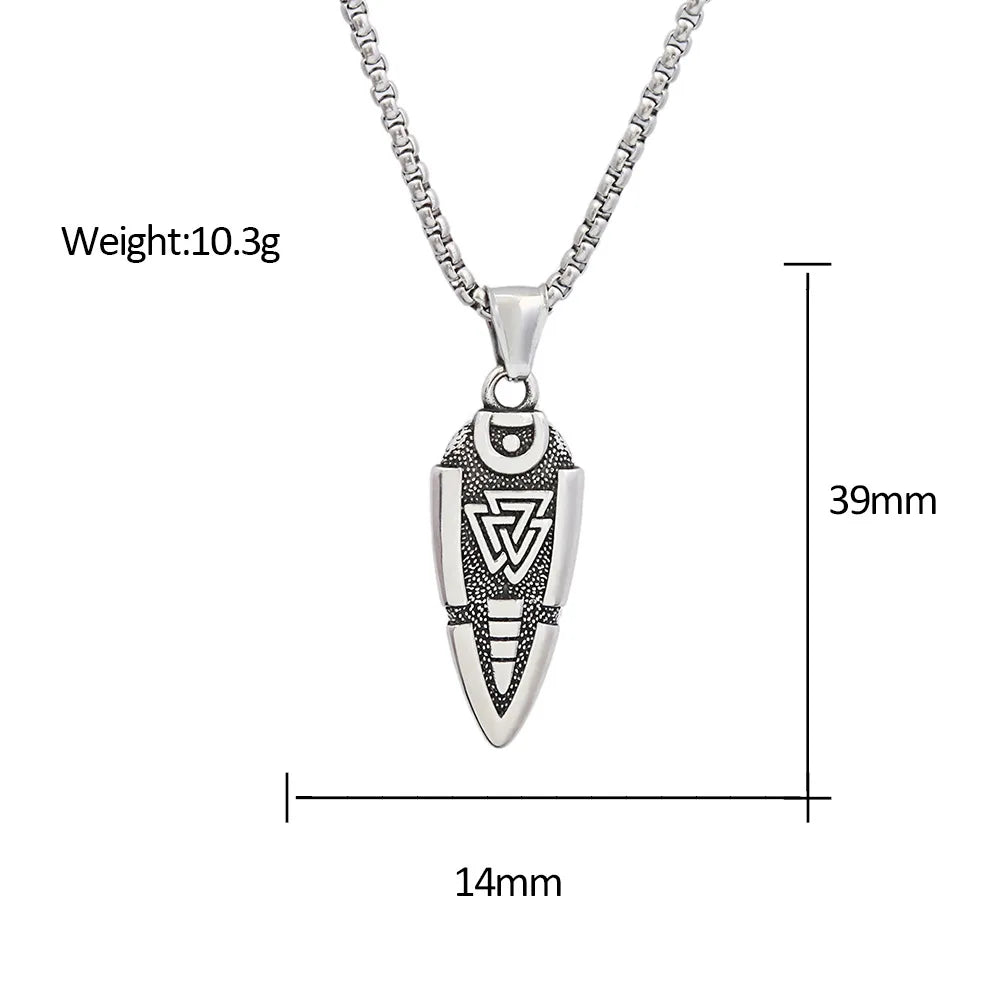 Odin Rune Viking Stainless Steel Pendant Necklace