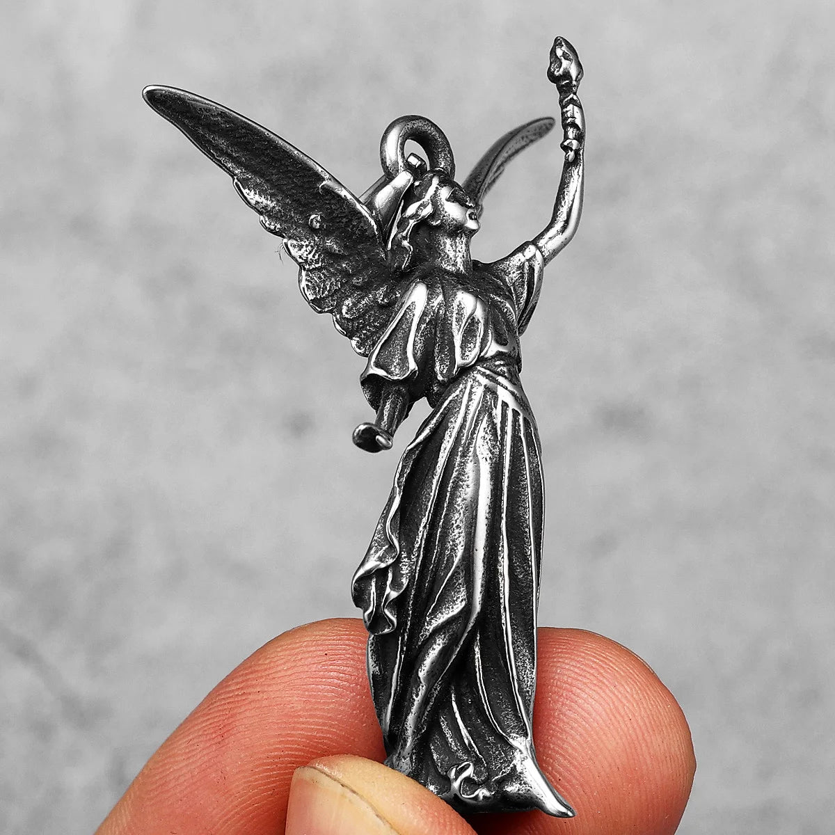 Angel Statue Pendant Necklace — Stainless Steel