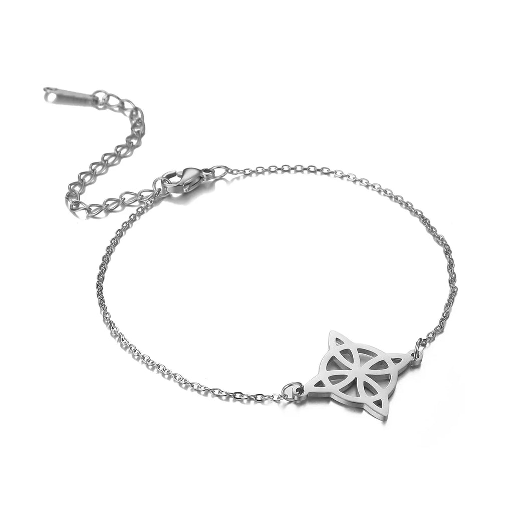 Lemegeton Charm Witch Celtic Knot Double Layer Bracelets Women Wicca Amulet Adjustable Chains Bracelet Stainless Steel