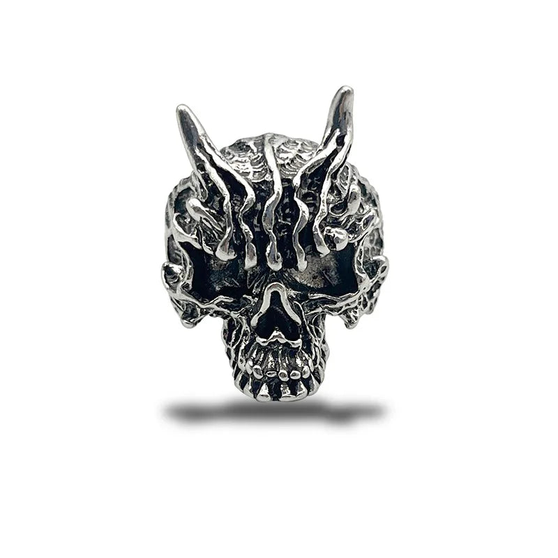 Retro Dark Rakshasa Skull Ring For Men Punk Gothic Rock Hiphop Open Ring Biker Accessories Designer Jewelry Unisex Gift