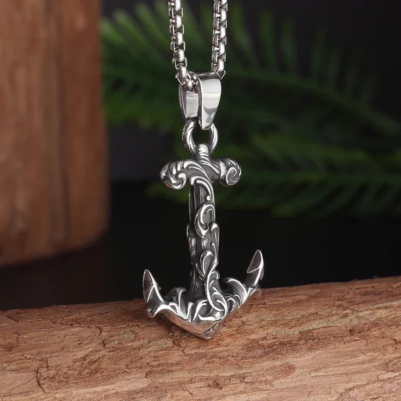 Nordic Ship Rudder Anchor Pendant — Stainless Steel