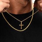 Cross Gold Sweater Chain Necklace — Stainless Steel