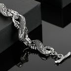 Massive Chinese Dragon Head Cuff Men's Bracelets Vintage Stainless Steel Loong Body Chain Bracelet for Man Gothic