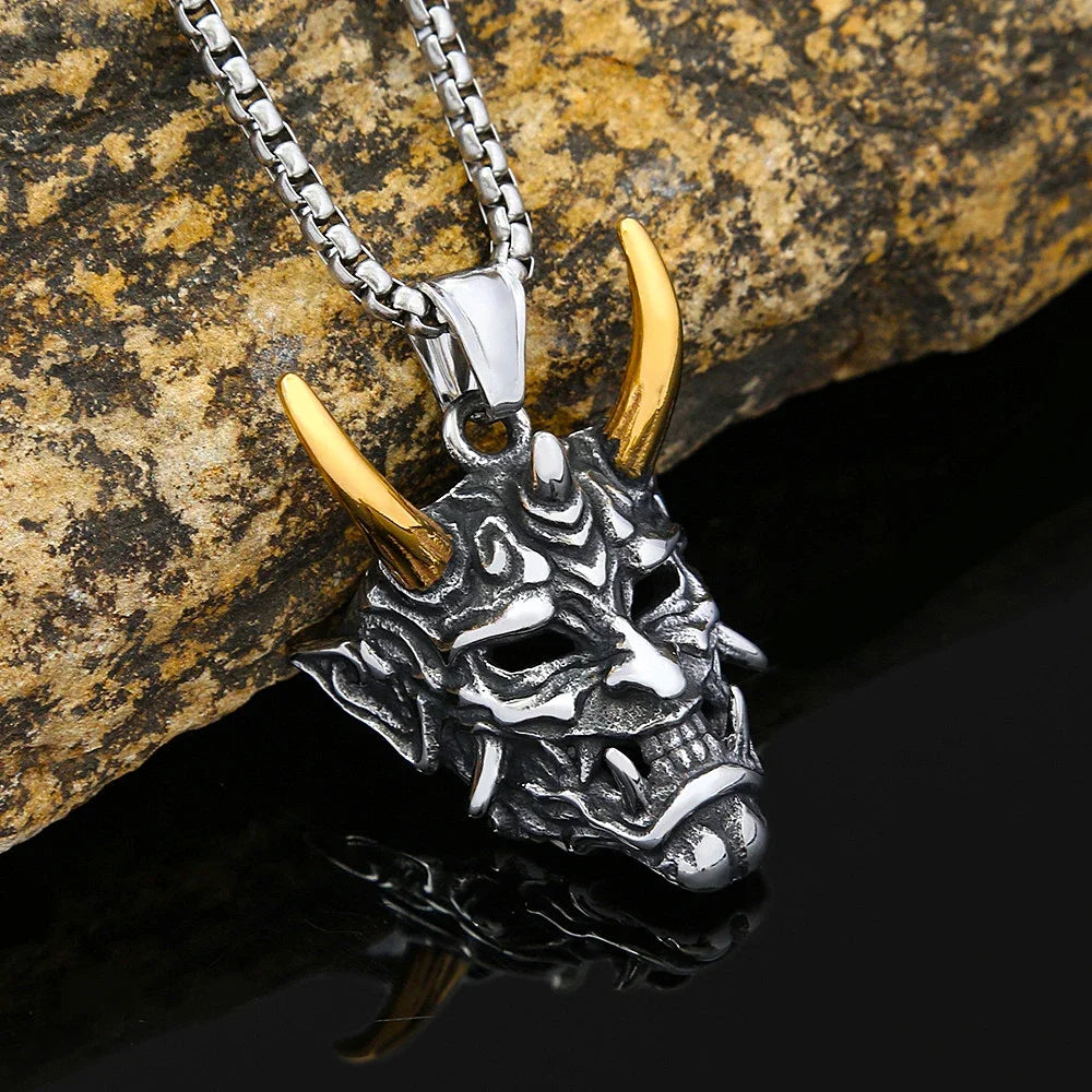 Gothic Ghost Skull Stainless Steel Pendant Necklace
