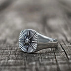 Nautical Biker CZ North Star Compass Signet Ring For Men Hip Hop Punk Cross Stainless Steel Vintage Party Jewelry