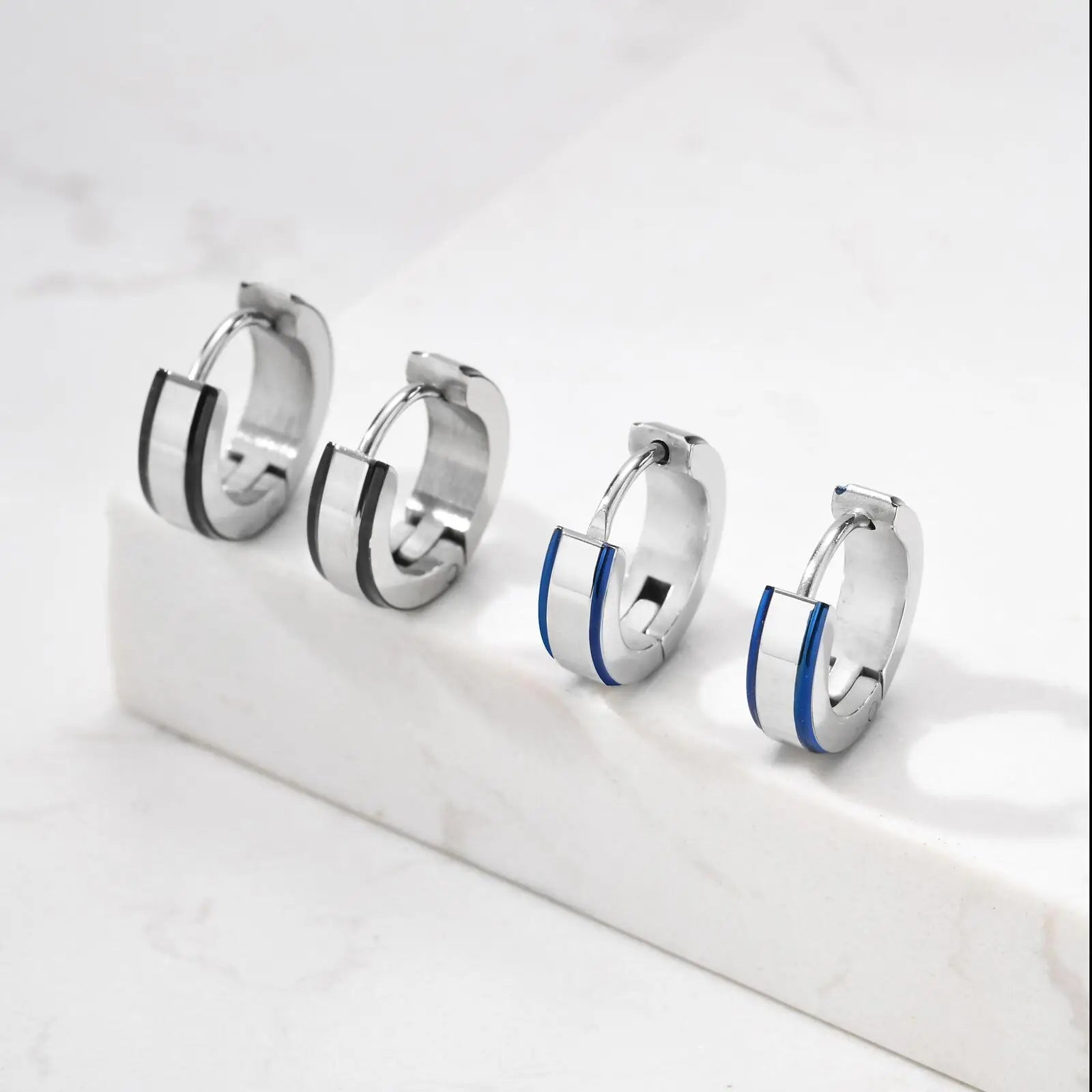 Minimal Circle Huggie Hoop Earrings — Stainless Steel