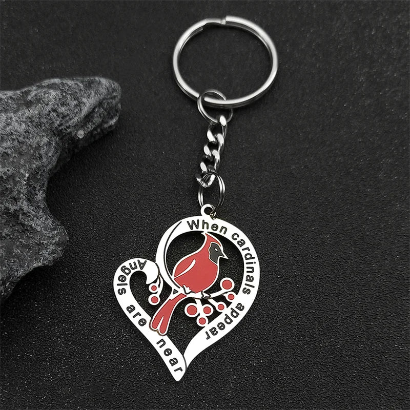 Heart Key Silver Pendant Shaped Cardinal