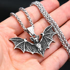 Gothic Bat Steel Pendant Necklace Punk Biker Animal