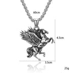 Stainless Steel Greek Winged Horse Pendant Necklace