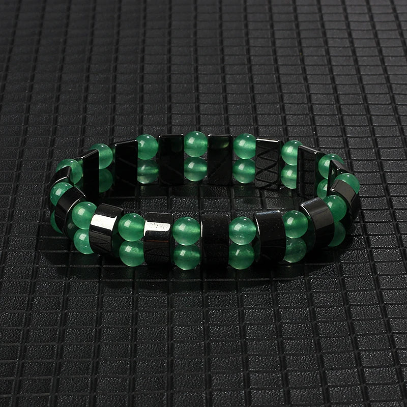 Hematite Therapy Stretch Bracelet — Mixed Metal